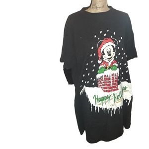 New - Mickey Unlimited Black Oversize Mickey Holiday Night Shirt